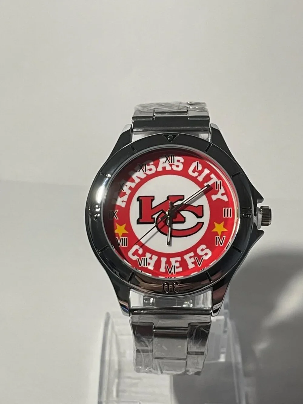 Kansas City Chiefs NFL Team Logo Men's Stainless-Steel Silver Watch NEW